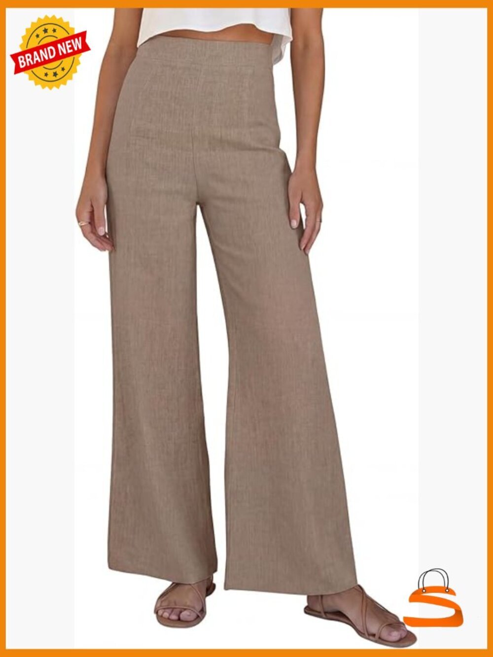 Linen Wide Leg Pants High Waist Palazzo Trousers Flowy Casual Summer